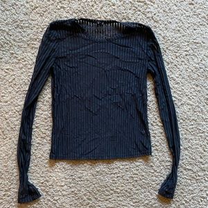 Out From Under by Urban Outfitters, sheer striped long sleeve top, size M